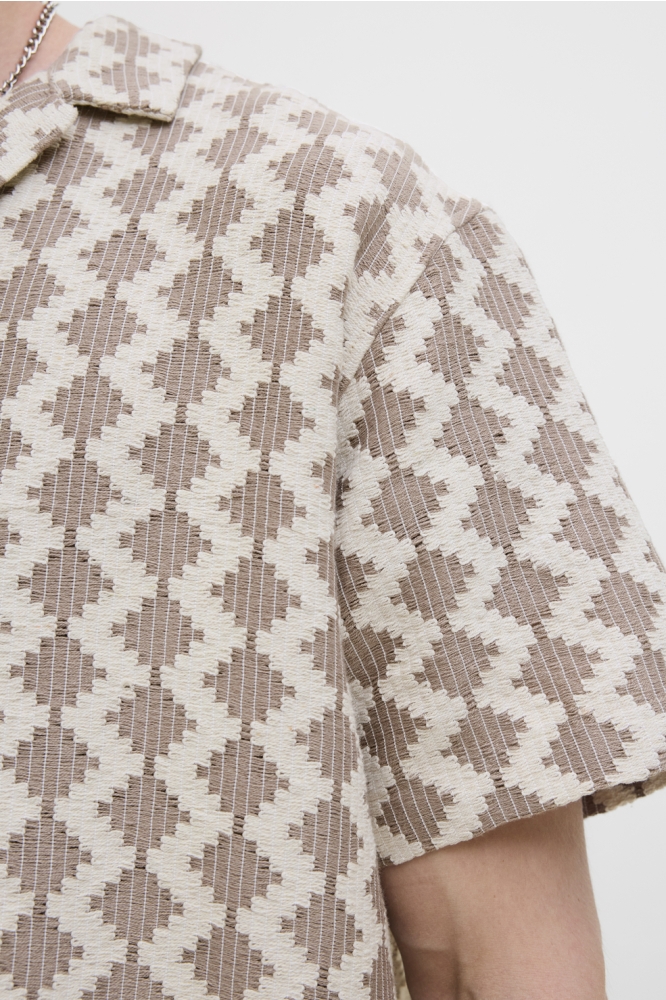 JORSUMMER LUKE TEXTURE RESORT SHIRT 12285392 MOCHA MERINGUE/DIAMOND